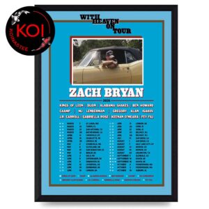 Zach Bryan Tour 2026 With Heaven On Tour Dates Home Decor Poster Canvas