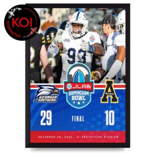 Georgia Southern Eagles Football 2025 Champions JLab Birmingham Bowl Score Home Decor Poster Canvas