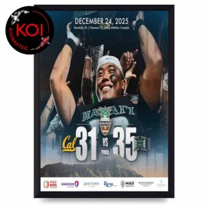 Hawaii Rainbow Warriors Football 2025 Champions Sheraton Hawaii Bowl Score Home Decor Poster Canvas
