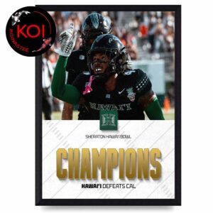 Hawaii Rainbow Warriors Football Champions 2025 Sheraton Hawaii Bowl Score Home Decor Poster Canvas