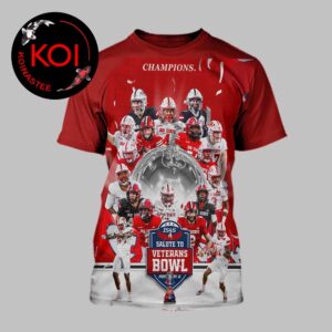 Jacksonville State Gamecocks Football  2025 Champions IS4S Salute To Veterans Bowl All Over Print T-Shirt