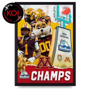 Minnesota Golden Gophers Football 2025 Champions Rate Bowl Home Decor Poster Canvas