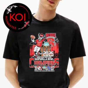 NC State Wolfpack Football 2025 Champions Union Home Mortgage Gasparilla Bowl Mascot Score Unisex T-Shirt
