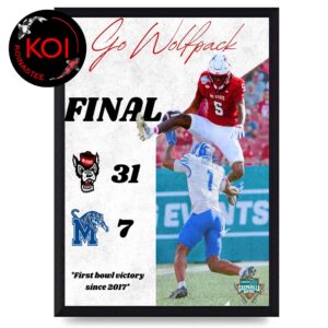 NC State Wolfpack Football 2025 Champions Union Home Mortgage Gasparilla Bowl Score Home Decor Poster Canvas