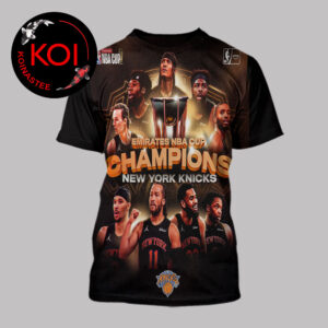 New Yorks Knicks NBA Cup Emirates Champions 2025 All Over Print T Shirt