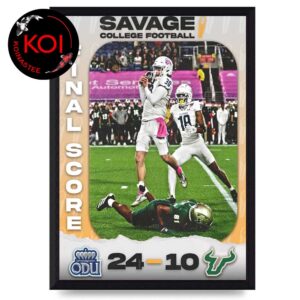 Old Dominion Monarchs Football 2025 Champions Staffdna Cure Bowl Score Home Decor Poster Canvas