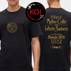 The Smashing Pumpkins Chicago IL A Night Of Mellon Collie And The Infinite Sadness 30th Anniversary Two Sided T-Shirt
