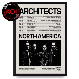 Architects 2026 Broken Mirror North Tour Dates Home Decor Poster Canvas