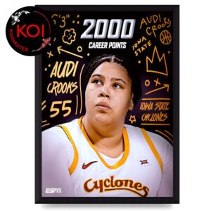 Audi Crooks 2000 Points In 89 Games Iowa State Cyclones Home Decor Poster Canvas