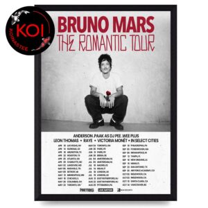 Bruno Mars The Romantic 2026 Tour Dates Home Decor Poster Canvas