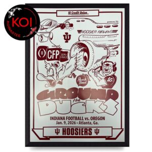 Indiana Hoosiers vs Oregon Ducks Football Peach Bowl January 9th 2026 Home Decor Poster Canvas
