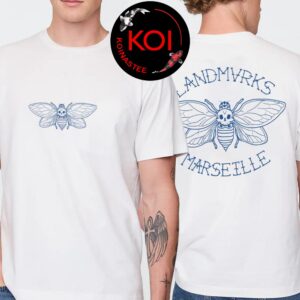 Landmvrks Marseille Cicada Embroidered Faded Bone Logo Two Sided T-Shirt