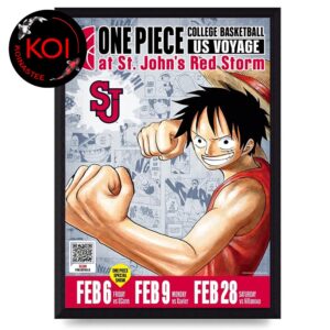 One Piece St Johns Red Storm 2026 US College Basketball Voyage Home Decor Poster Canvas
