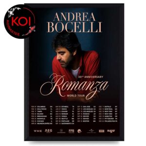Andrea Bocelli 2026 Tour Dates Romanza 30th Anniversary World Tour Home Decor Poster Canvas