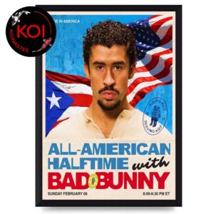 Bad Bunny All American Half Time Show Super Bowl 2025 2026 Home Decor Poster Canvas