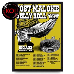 Post Malone 2026 Big Ass Stadium Tour Dates Home Decor Poster Canvas