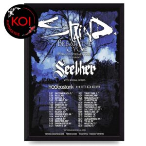 Staind Band With Seether 2026 Tour Break The Cycle Dates Home Decor Poster Canvas
