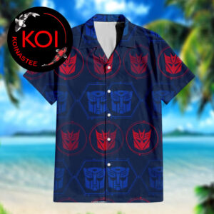 Transformers Autobot Decepticon Logo Navy Pattern Hawaiian Shirt