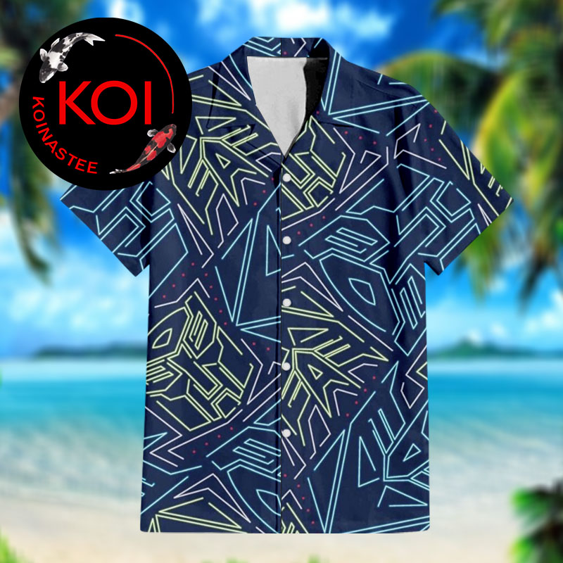 Transformers Autobot Decepticon Logo Neon Pattern Hawaiian Shirt Transformers Autobot Decepticon Logo Neon Pattern Hawaiian Shirt
