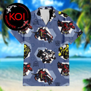 Transformers Optimus Prime Bumblebee Megatron Pattern Black Hawaiian Shirt