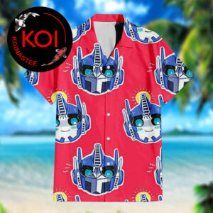 Transformers Optimus Prime Head Chibi Pattern Red Hawaiian Shirt