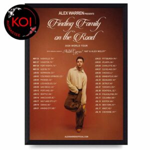 Alex Warren 2026 World Tour Finding Family On The Road North American Tour Dates Home Decor Poster Canvas
