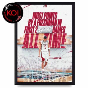 Darius Acuff Jr Most Points By A Freshman In First 2 Games All Time 60 Points Arkansas Razorbacks Basketball Home Decor Poster Canvas