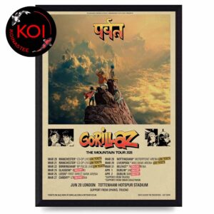 Gorillaz 2026 The Moutain Tour Dates Home Decor Poster Canvas