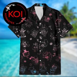 Hazbin Hotel Alastor Lucifer Morningstar Angel Dust Neon Pattern Hawaiian Shirt