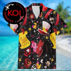 Hazbin Hotel Egg Boi Fat Nuggets Keekee Plus Black Pattern Hawaiian Shirt