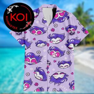Helluva Boss Stolas Purple Flower Pattern Hawaiian Shirt