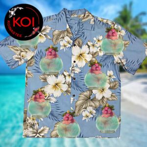 Hoppers Disney Movie Fish Queen Hibicus Tropical Blue Hawaiian Shirt