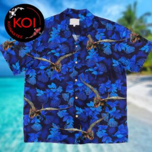 How to Train Your Dragon Stormfly Flower Blue Black Pattern Hawaiian Shirt