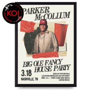 Parker McCollum Nashville TN 2026 Big Ole Fancy House Party March 18th Home Decor Poster Canvas