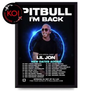 Pitbull I’m BACK 2026 Tour Dates Home Decor Poster Canvas