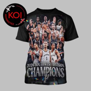 San Antonio Spurs 2026 Southwest Division Champions All Over Print T-Shirt