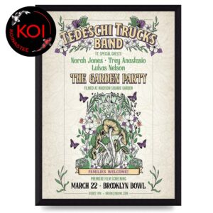 Tedeschi Trucks Band Madison Square Garden 2026 Brooklyn Bowl March 22nd Home Decor Poster Canvas