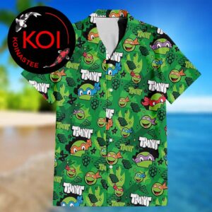 Teenage Mutant Ninja Turtles Face Pattern Green Hawaiian Shirt