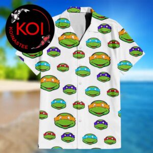 Teenage Mutant Ninja Turtles Leo Raph Donnie Mikey Pattern White Hawaiian Shirt
