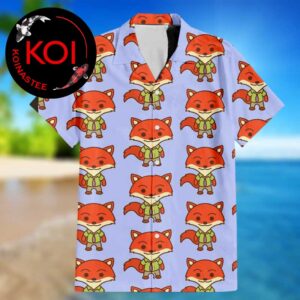 Zootopia Nick Wilde Chibi Summer Vibes Blue Hawaiian Shirt