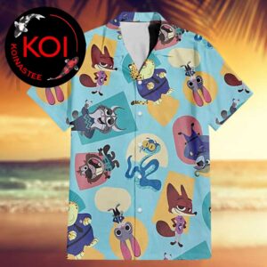 Zootopia Nick Wilde Judy Hopps Clawhauser Bogo Blue Hawaiian Shirt