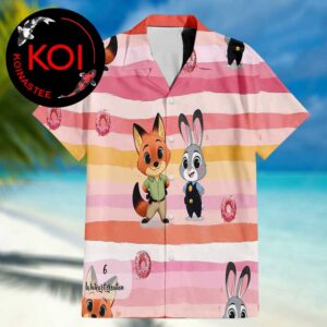 Zootopia Nick Wilde Judy Hopps Donut Pattern Hawaiian Shirt