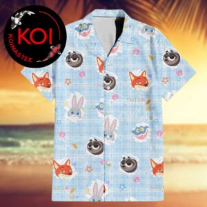 Zootopia Nick Wilde Judy Hopps Priscilla Blue Hawaiian Shirt