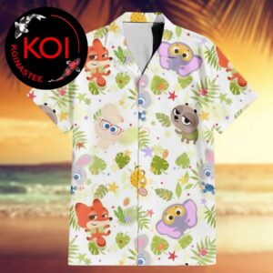 Zootopia Nick Wilde Judy Hopps Priscilla Head Leaf Pattern Hawaiian Shirt