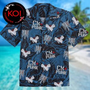CM Punk WWE Skeleton Pattern Summer Tropical Floral Aloha Hawaiian Shirt