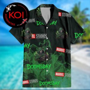 Doctor Doom Doomsday Marvel Studio Logo Flame Pattern Aloha Hawaiian Shirt