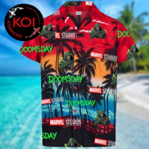 Domsday Doctor Doom Marvel Logo Palm Tree Sunset Summer Aloha Hawaiian Shirt