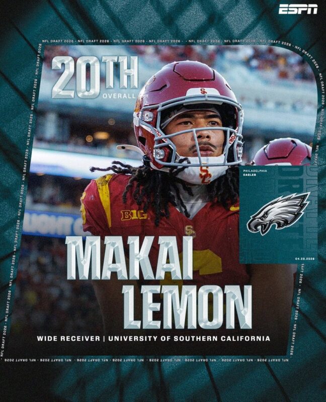 Eagles Select Makai Lemon at No. 20 Overall in 2026 NFL Draft