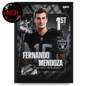 Fernando Mendoza to Las Vegas Raider No 1 Overall Pick NFL Draft 2026 Home Decor Poster Canvas