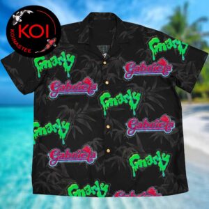Katseye Gnarly Gabriela Tropical Summer Tree Black Hawaiian Shirt